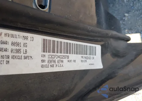 2013 Dodge Dart Limited z USA, uszkodzony, nr VIN 1C3CDFCA4DD293798